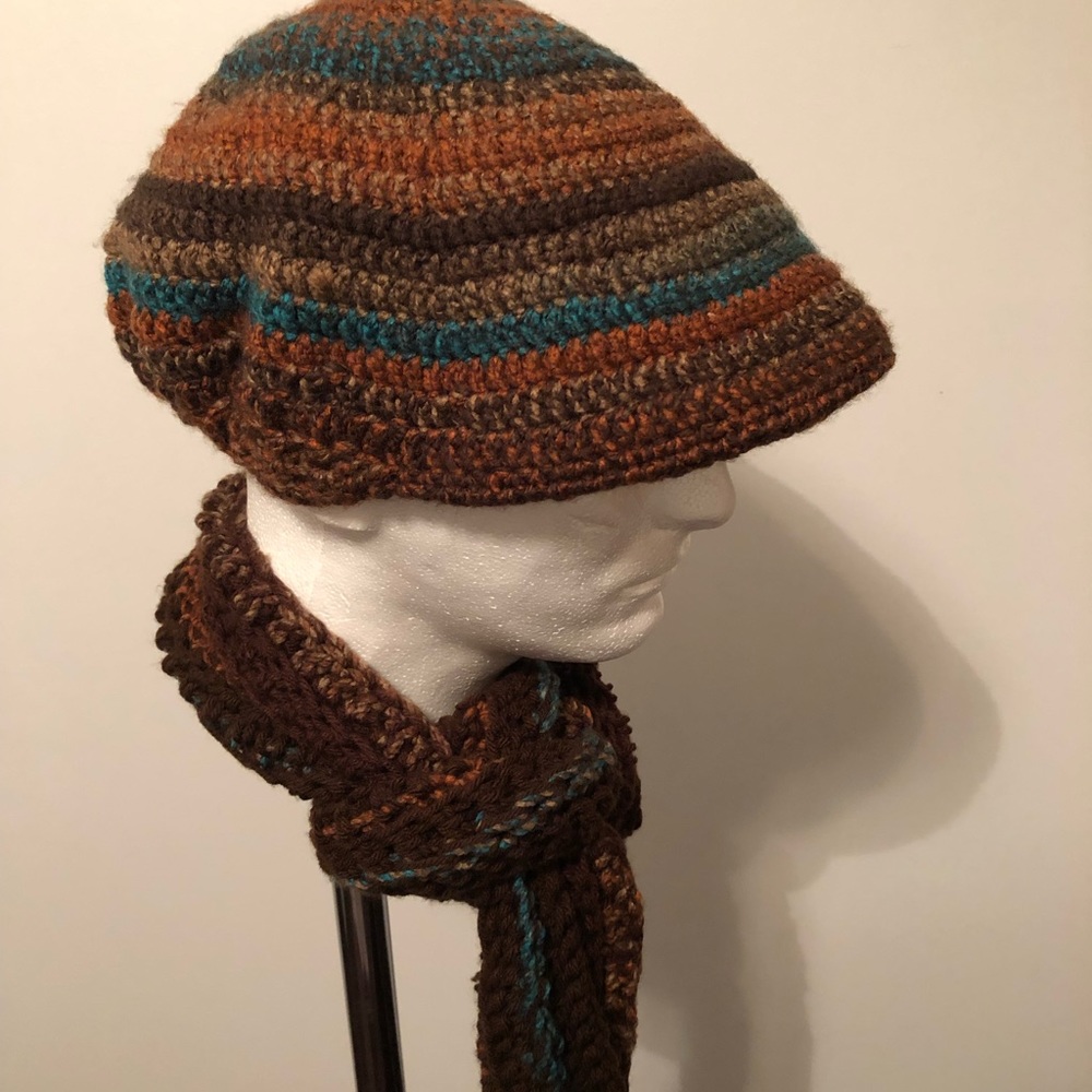 Handmade unisex crochet hat/scarf set.